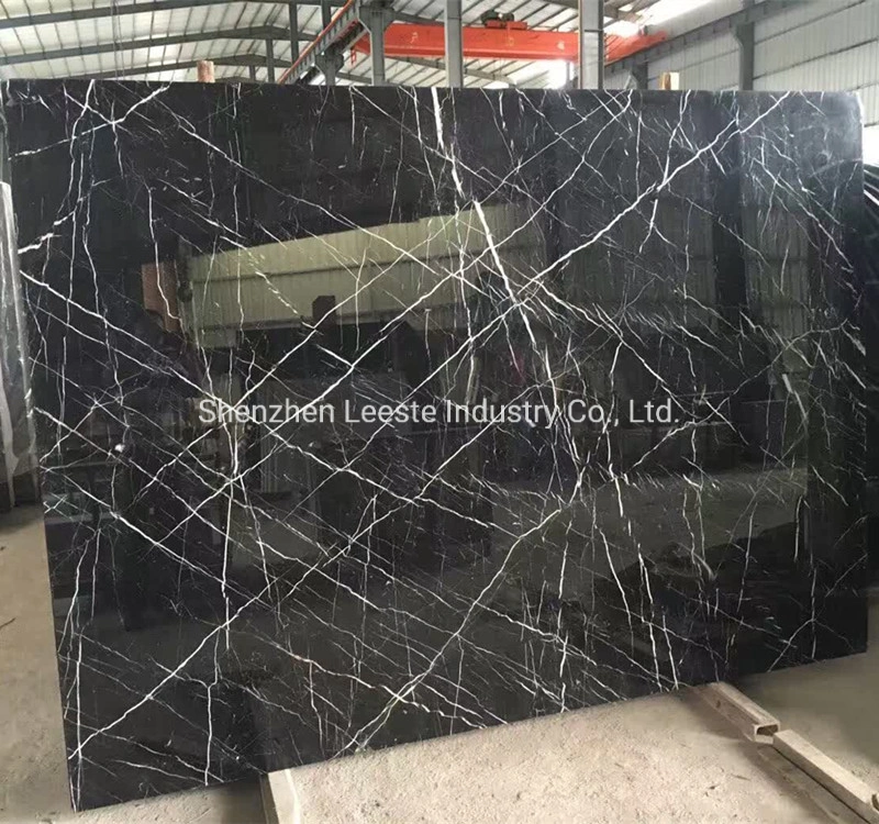 Chinese Quarry Origin Stone Tile Price Polished Nero Marquina Black Marble Slab