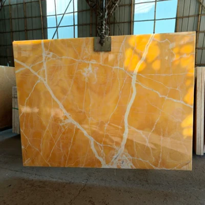 Ransparent Yellow Orange Honey Onyx Mármol para paredes y pisos / Fondo